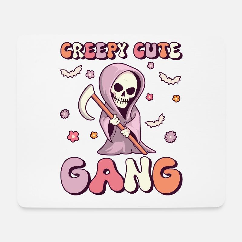 creepy cute Gang groovy sensenmann vintage - Mousepad (Querformat) - Weiß