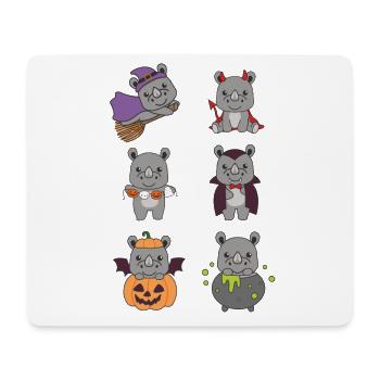 Rhinoceros Halloween Devil Pumpkin Vampire Costume - Mouse Pad (horizontal) - white - Front