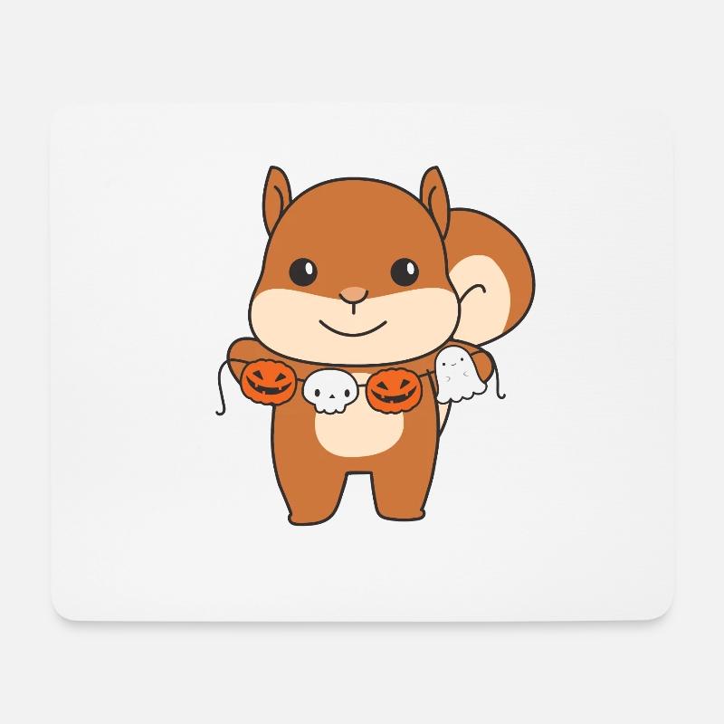 Eichhörnchen Happy Halloween Kürbis Geist Kostüm - Mousepad (Querformat) - Weiß