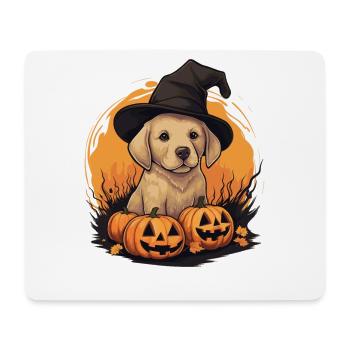 Halloween Witch Hat Pumpkin Dog Labrador - Mouse Pad (horizontal) - white - Front