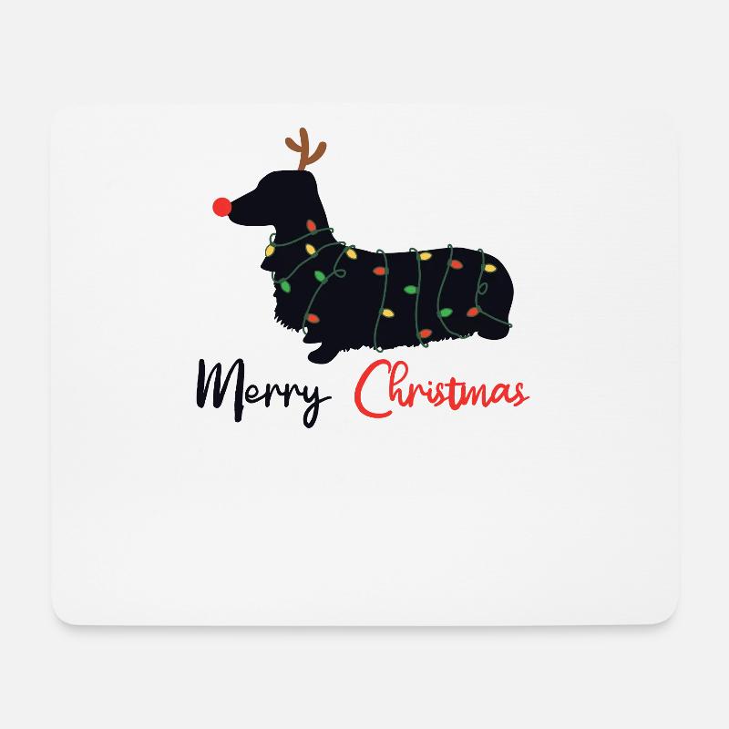 Dackel Weihnachten Winter Tiere Hunde - Mousepad (Querformat) - Weiß