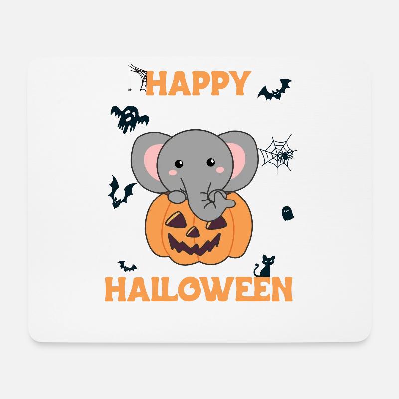 Elefant in Kürbis süße Elefanten Happy Halloween - Mousepad (Querformat) - Weiß