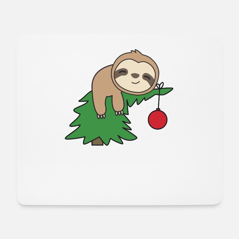 Merry Slothmas lustiges Faultier Weihnachtsbaum - Mousepad (Querformat) - Weiß