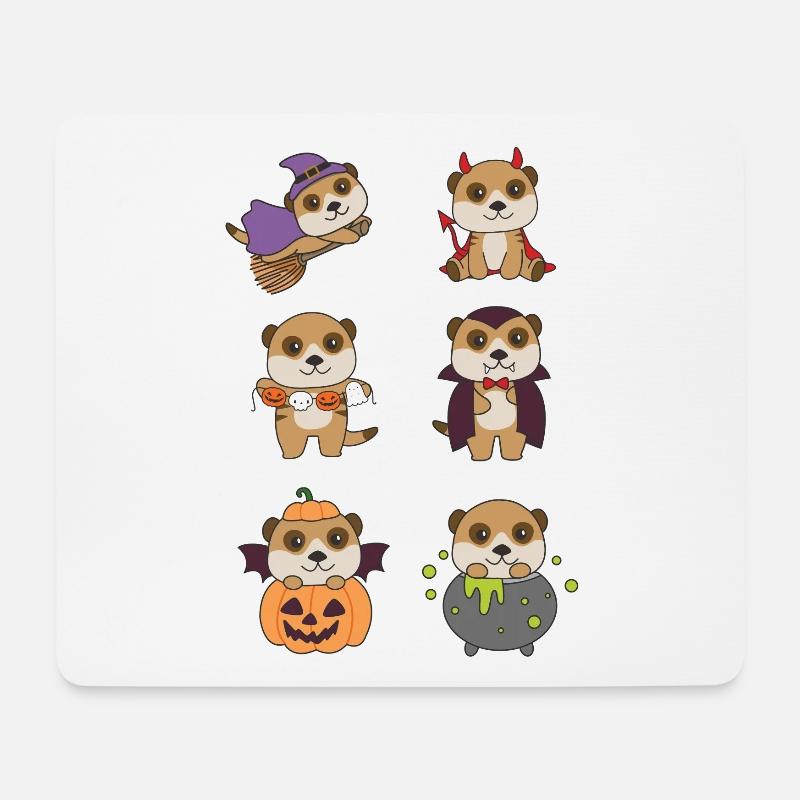 Erdmännchen Halloween Teufel Kürbis Vampier Kostüm - Mousepad (Querformat) - Weiß