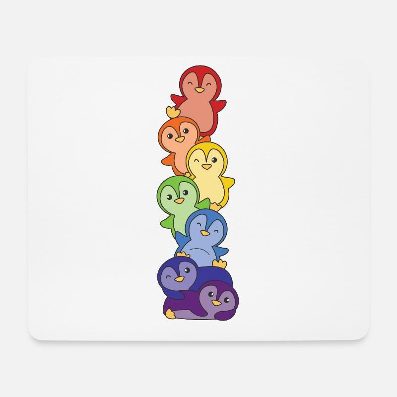 Regenbogen Pinguin süße bunte Pinguin für Kinder - Mousepad (Querformat) - Weiß