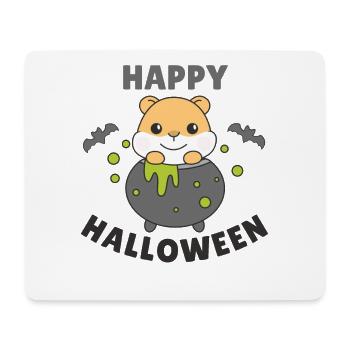 Hamster Happy Halloween Hexenkessel Fledermaus - Mousepad (Querformat) - Weiß - Vorne