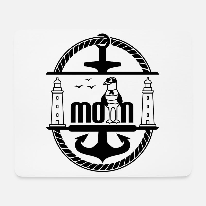 Schiff Anker mit Möwe und Leuchtturm Moin - Mousepad (Querformat) - Weiß