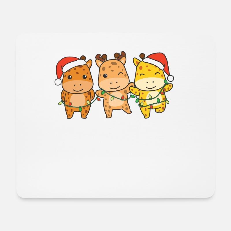 Giraffe Weihnachten Winter Tiere Giraffe - Mousepad (Querformat) - Weiß