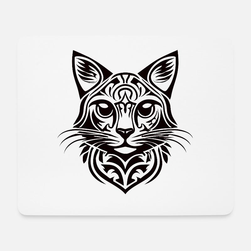 Tribal Katze - Mousepad (Querformat) - Weiß