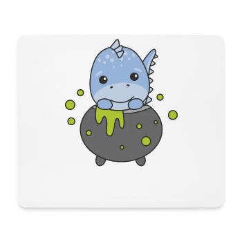 Dino Happy Halloween Cauldron Bat - Mouse Pad (horizontal) - white - Front
