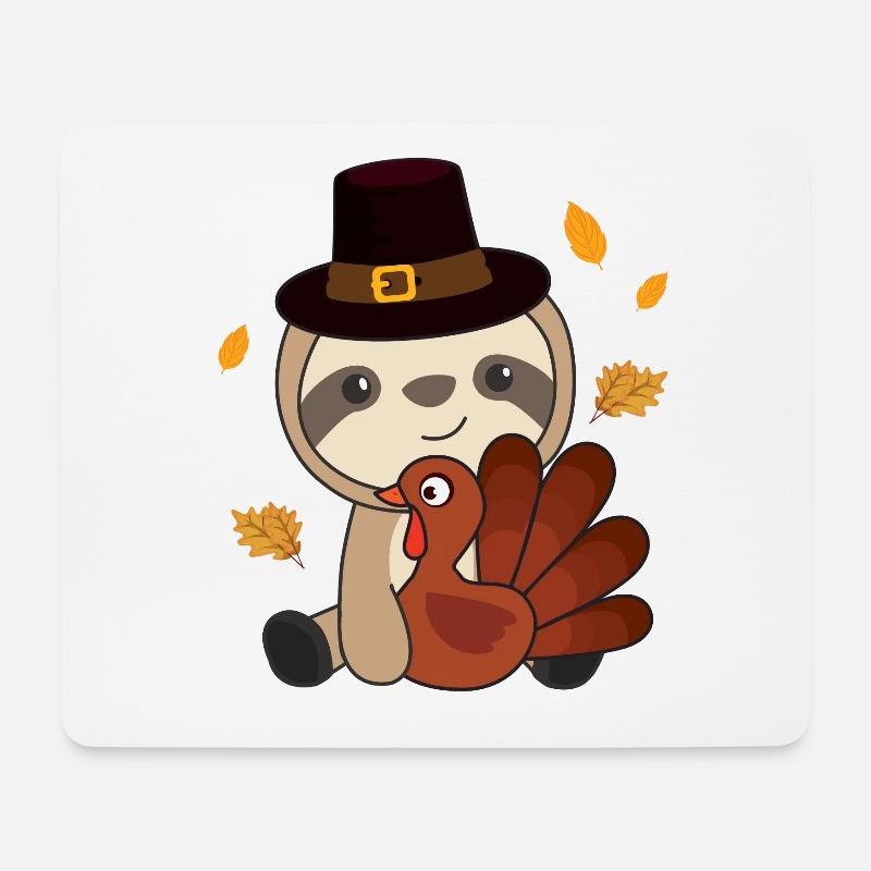thanksgiving day outfits Truthahn Faultier mit Pie - Mousepad (Querformat) - Weiß