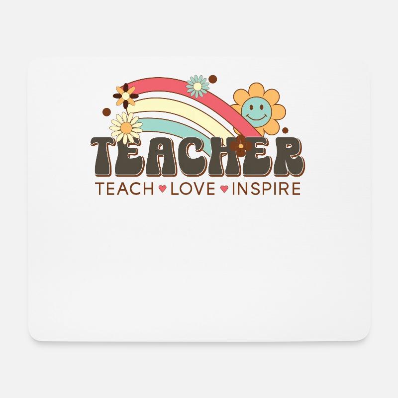 Teach Love Inspire - Back To School Für Lehrer - Mousepad (Querformat) - Weiß