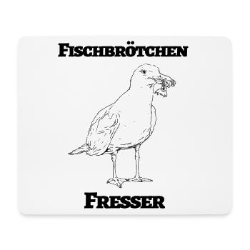 Fischbrötchen Fresser die lustige Möwe mit Fisch - Mousepad (Querformat) - Weiß - Vorne