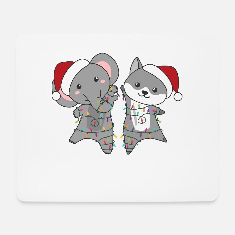 Elefant Weihnachten Winter Tiere Wolf - Mousepad (Querformat) - Weiß