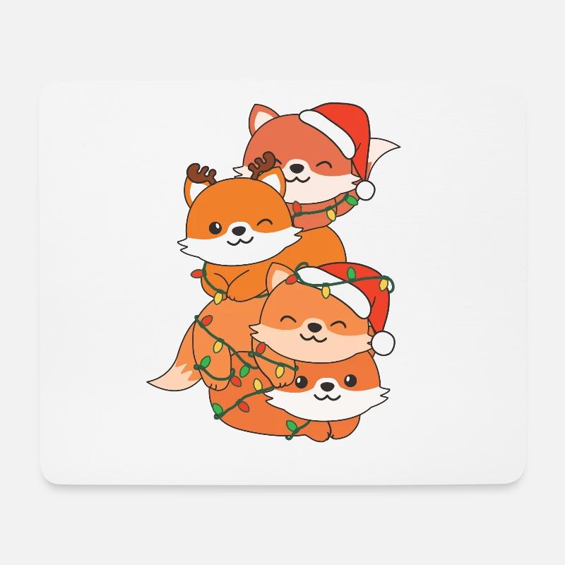 Fuchs Weihnachtsbaum Weihnachts Tiere Füchse - Mousepad (Querformat) - Weiß