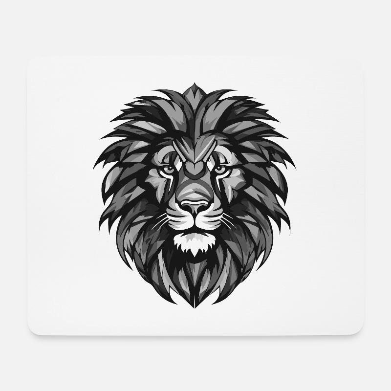 Löwe Kopf - Mousepad (Querformat) - Weiß