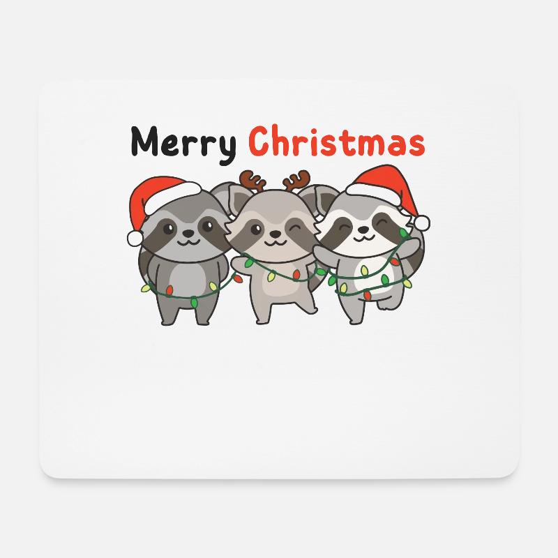 Waschbär Weihnachten Winter Tiere Waschbär - Mousepad (Querformat) - Weiß