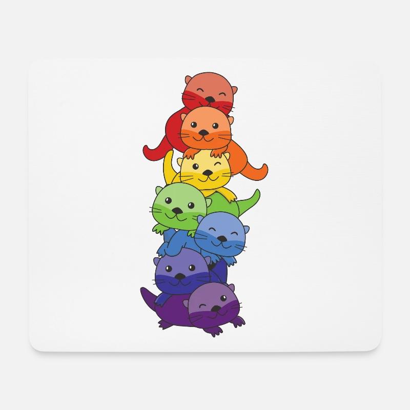 Regenbogen Otter süße bunte Otter für Kinder - Mousepad (Querformat) - Weiß
