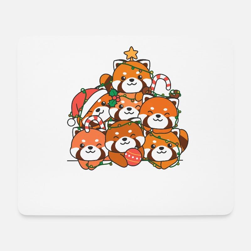 Roter Panda Weihnachtsbaum lustige Tier - Mousepad (Querformat) - Weiß