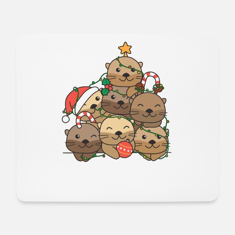 Otter Weihnachtsbaum lustige Tier Weihnachten - Mousepad (Querformat) - Weiß