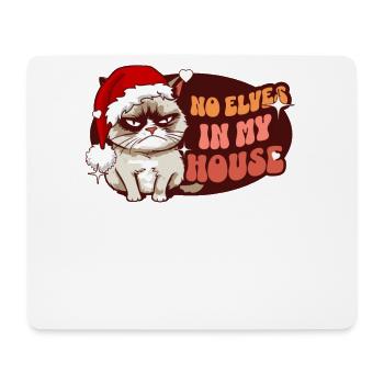 No Elves In My House - Angry Cat Women Funny Xmas - Mouse Pad (horizontal) - white - Front