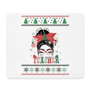 Merry Teacher Retro Groovy Christmas Xmas Women - Mouse Pad (horizontal) - white - Front