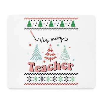 Very Merry Teacher Retro Groovy Christmas Xmas - Mousepad (Querformat) - Weiß - Vorne