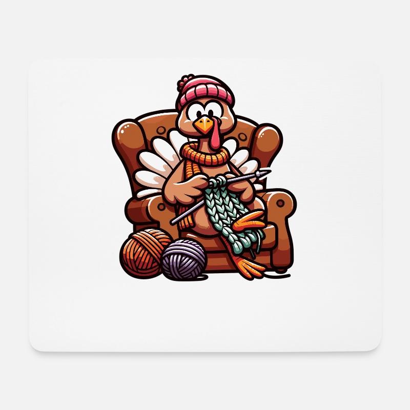 Thanksgiving Oma Truthahn Strickt - Mousepad (Querformat) - Weiß