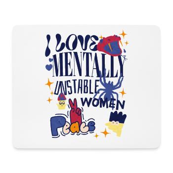 J’aime les femmes mentalement instables Dessin animé mème ironique - Tapis de souris (format paysage) - blanc - Devant