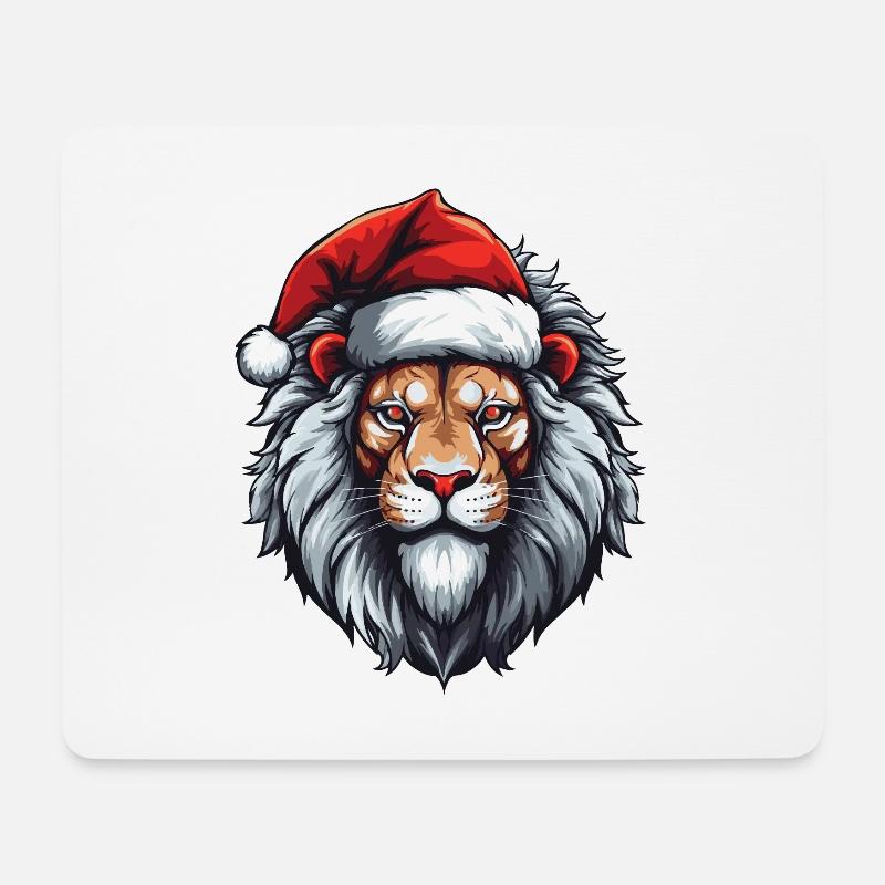 Löwe Porträt Weihnachten - Mousepad (Querformat) - Weiß