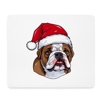 Bouledogue chien Portrait Noël - Tapis de souris (format paysage) - blanc - Devant