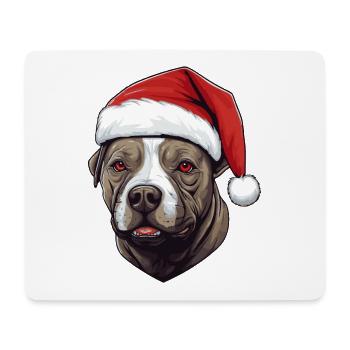 Staffordshire Bull Terrier chien Noël - Tapis de souris (format paysage) - blanc - Devant