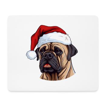 Portrait de Noël tête de chien Boerboel - Tapis de souris (format paysage) - blanc - Devant
