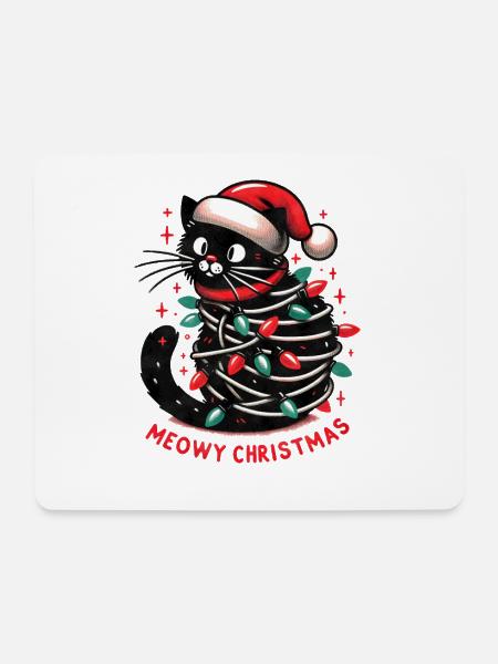 Meowy Christmas - Funny Holidays Funny Christmas - Mousepad (Querformat) - Weiß