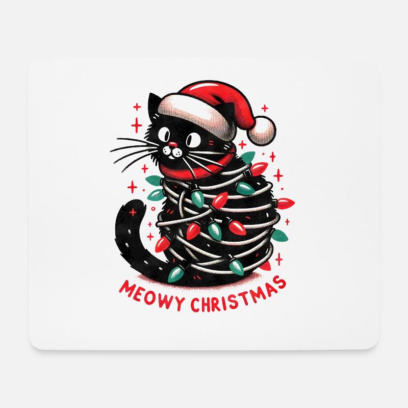 Meowy Christmas - Funny Holidays Funny Christmas - Mousepad (Querformat) - Weiß