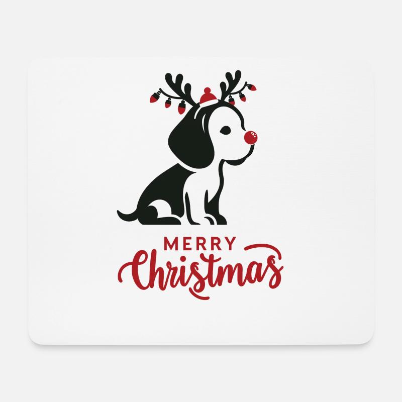 Beagle Weihnachten Winter Tiere Hunde - Mousepad (Querformat) - Weiß