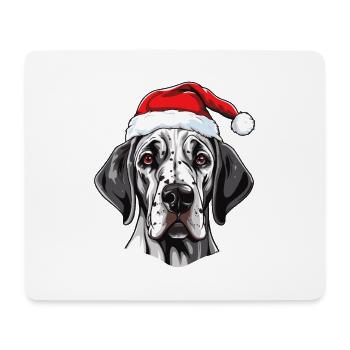 Dogue Allemand Chien Noël Drôle Noël - Tapis de souris (format paysage) - blanc - Devant