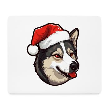Akita chien Noël drôle Noël - Tapis de souris (format paysage) - blanc - Devant
