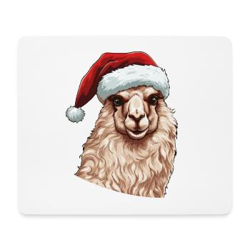 Alpaga Noël Portrait Lama Noël - Tapis de souris (format paysage) - blanc - Devant