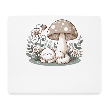 Cottagecore Ästhetik Katze im Wald Pilz - Mousepad (Querformat) - Weiß - Vorne