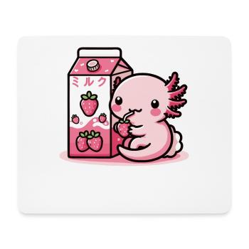 Axolotl Erdbeermilch retro kawaii japan Axolotl - Mousepad (Querformat) - Weiß - Vorne