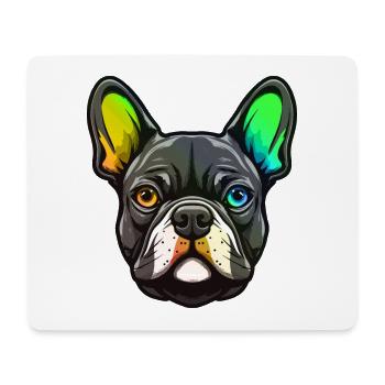Französische Bulldogge Hund Kopf Bunt - Mousepad (Querformat) - Weiß - Vorne