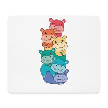 Regenbogen Flag Pride LGBTQ süßer Hippo Stapel - Mousepad (Querformat) - Weiß - Vorne