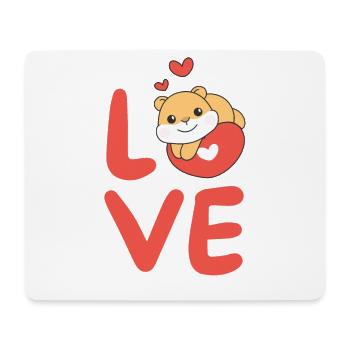 Hamster Saint-Valentin Animaux mignons Coeurs Amour - Tapis de souris (format paysage) - blanc - Devant
