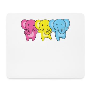 Pansexuel Drapeau Fierté LGBTQ Éléphant mignon - Tapis de souris (format paysage) - blanc - Devant