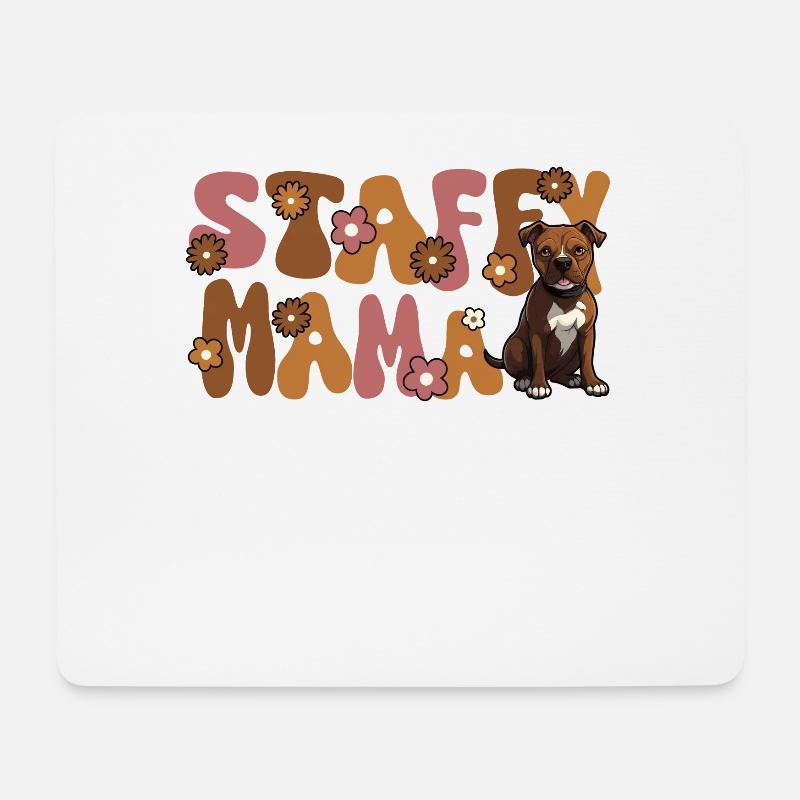 Staffordshire Bullterrier Groovy Staffy Mama - Mousepad (Querformat) - Weiß