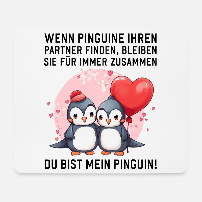 Wenn Pinguine Ihren Partner finden Liebessprüche - Mousepad (Querformat) - Weiß