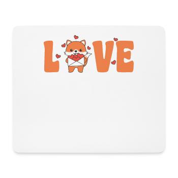 Fuchs zum Valentinstag süße Tiere mit Herzen Love - Mousepad (Querformat) - Weiß - Vorne