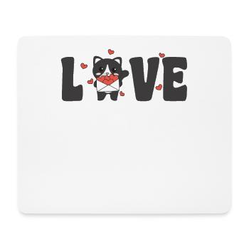 Chat pour la Saint-Valentin Animaux mignons avec des cœurs d’amour - Tapis de souris (format paysage) - blanc - Devant