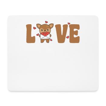 Cerf pour la Saint-Valentin Animaux mignons avec amour des cœurs - Tapis de souris (format paysage) - blanc - Devant